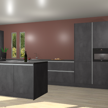 Beton zwarte greeploze keuken Krakor 79322