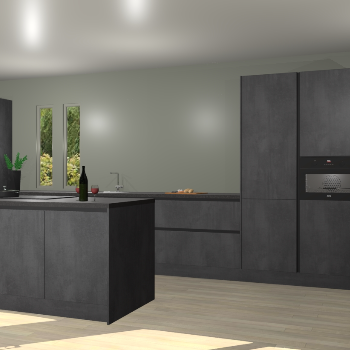 Beton zwarte greeploze keuken Krakor 79379