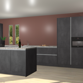 Beton zwarte greeploze keuken Krakor 79392