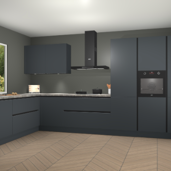 Onyxgrijze greeploze keuken Debrecen 68614