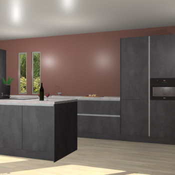 Beton zwarte greeploze keuken Krakor 79398