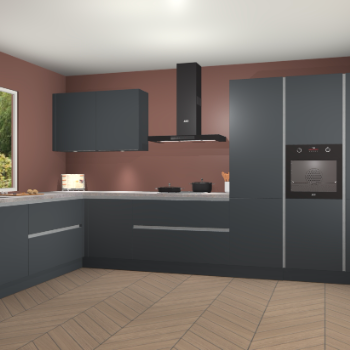 Onyxgrijze greeploze keuken Debrecen 68617