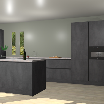 Beton zwarte greeploze keuken Krakor 79401