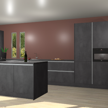 Beton zwarte greeploze keuken Krakor 79407