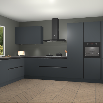 Onyxgrijze greeploze keuken Debrecen 68626