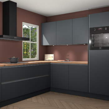 Onyxgrijze greeploze keuken Leeds 83653