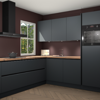 Onyxgrijze greeploze keuken Leeds 83656