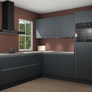 Onyxgrijze greeploze keuken Leeds 83671