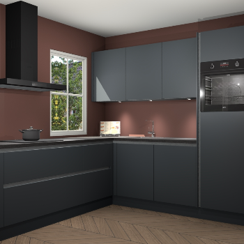 Onyxgrijze greeploze keuken Leeds 83696