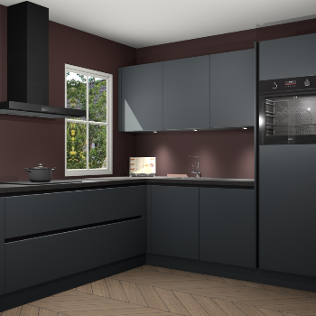 Onyxgrijze greeploze keuken Leeds 83699