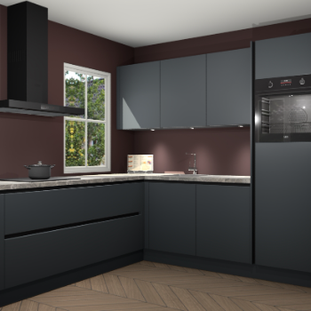 Onyxgrijze greeploze keuken Leeds 83749