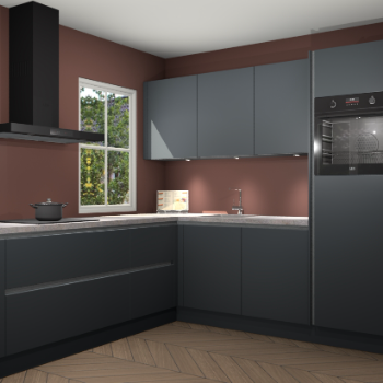 Onyxgrijze greeploze keuken Leeds 83763