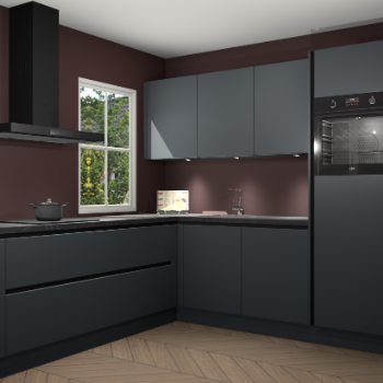 Onyxgrijze greeploze keuken Leeds 83778