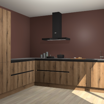 Goud Eiken greeploze keuken Antibes 61499