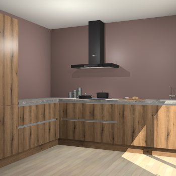 Goud Eiken greeploze keuken Antibes 61502