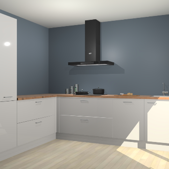 Zijdegrijze hoogglans keuken Antibes 63059