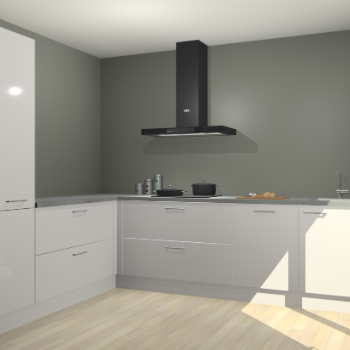 Zijdegrijze hoogglans keuken Antibes 63070