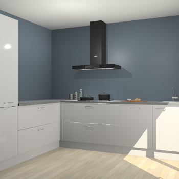 Zijdegrijze hoogglans keuken Antibes 63071