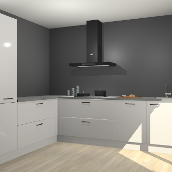 Zijdegrijze hoogglans keuken Antibes 63074