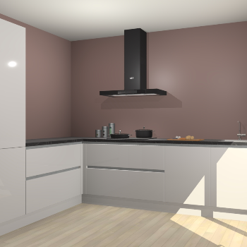 Zijdegrijze hoogglans greeploze keuken Antibes 63109