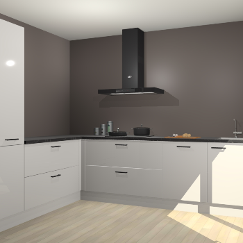 Zijdegrijze hoogglans keuken Antibes 63110