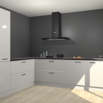 Zijdegrijze hoogglans keuken Antibes 63111