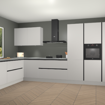 Zijdegrijze greeploze keuken Debrecen 70008