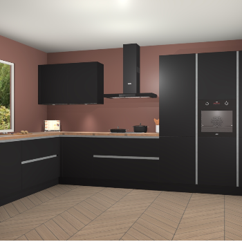 Zwarte greeploze keuken Debrecen 69600