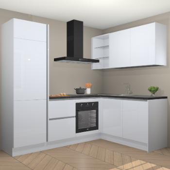 Sneeuwwitte Hoogglans greeploze keuken Calcutta 88810