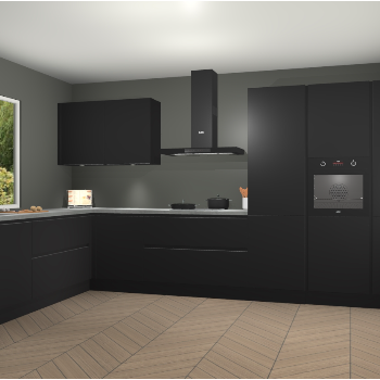 Zwarte greeploze keuken Debrecen 70076