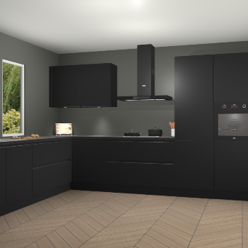 Zwarte greeploze keuken Debrecen 70083