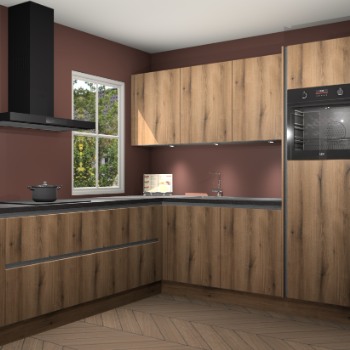 Goud eiken greeploze keuken Leeds 85093