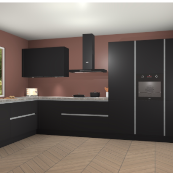 Zwarte greeploze keuken Debrecen 70086