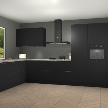 Zwarte greeploze keuken Debrecen 70089