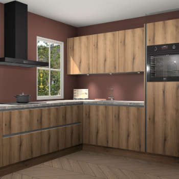 Goud eiken greeploze keuken Leeds 85100