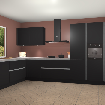 Zwarte greeploze keuken Debrecen 70092