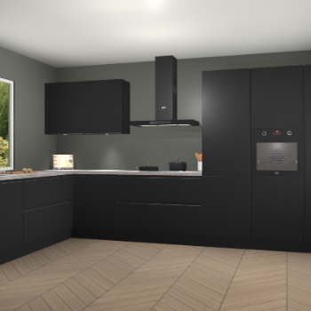 Zwarte greeploze keuken Debrecen 70095