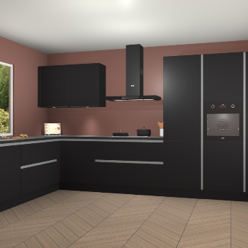 Zwarte greeploze keuken Debrecen 70098