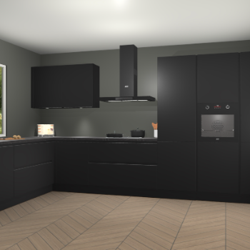 Zwarte greeploze keuken Debrecen 70102