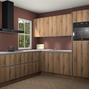 Goud eiken greeploze keuken Leeds 85106