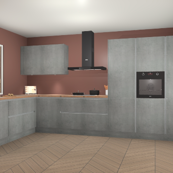 Beton Parelgrijs greeploze keuken Debrecen 70300