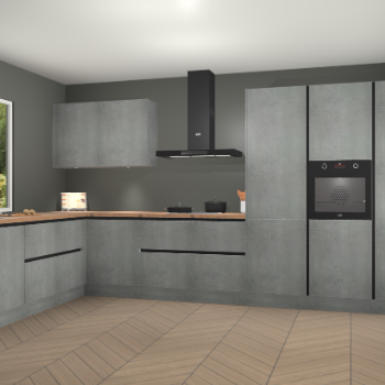 Beton Parelgrijs greeploze keuken Debrecen 70306