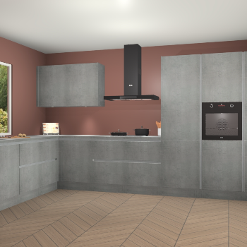 Beton Parelgrijs greeploze keuken Debrecen 70372