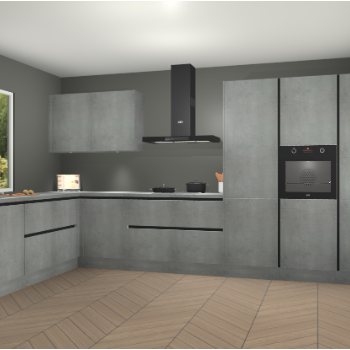 Beton Parelgrijs greeploze keuken Debrecen 70375