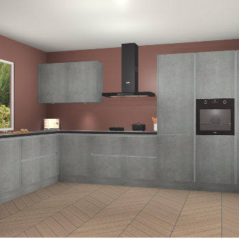 Beton Parelgrijs greeploze keuken Debrecen 70378