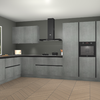 Beton Parelgrijs greeploze keuken Debrecen 70381