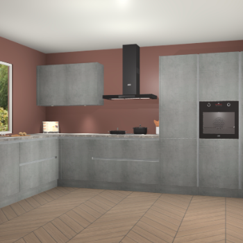 Beton Parelgrijs greeploze keuken Debrecen 70384