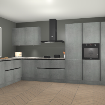 Beton Parelgrijs greeploze keuken Debrecen 70387