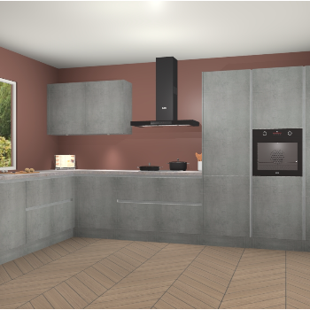 Beton Parelgrijs greeploze keuken Debrecen 70390