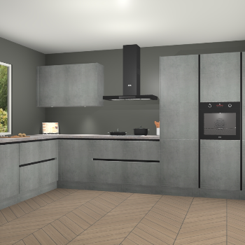 Beton Parelgrijs greeploze keuken Debrecen 70393